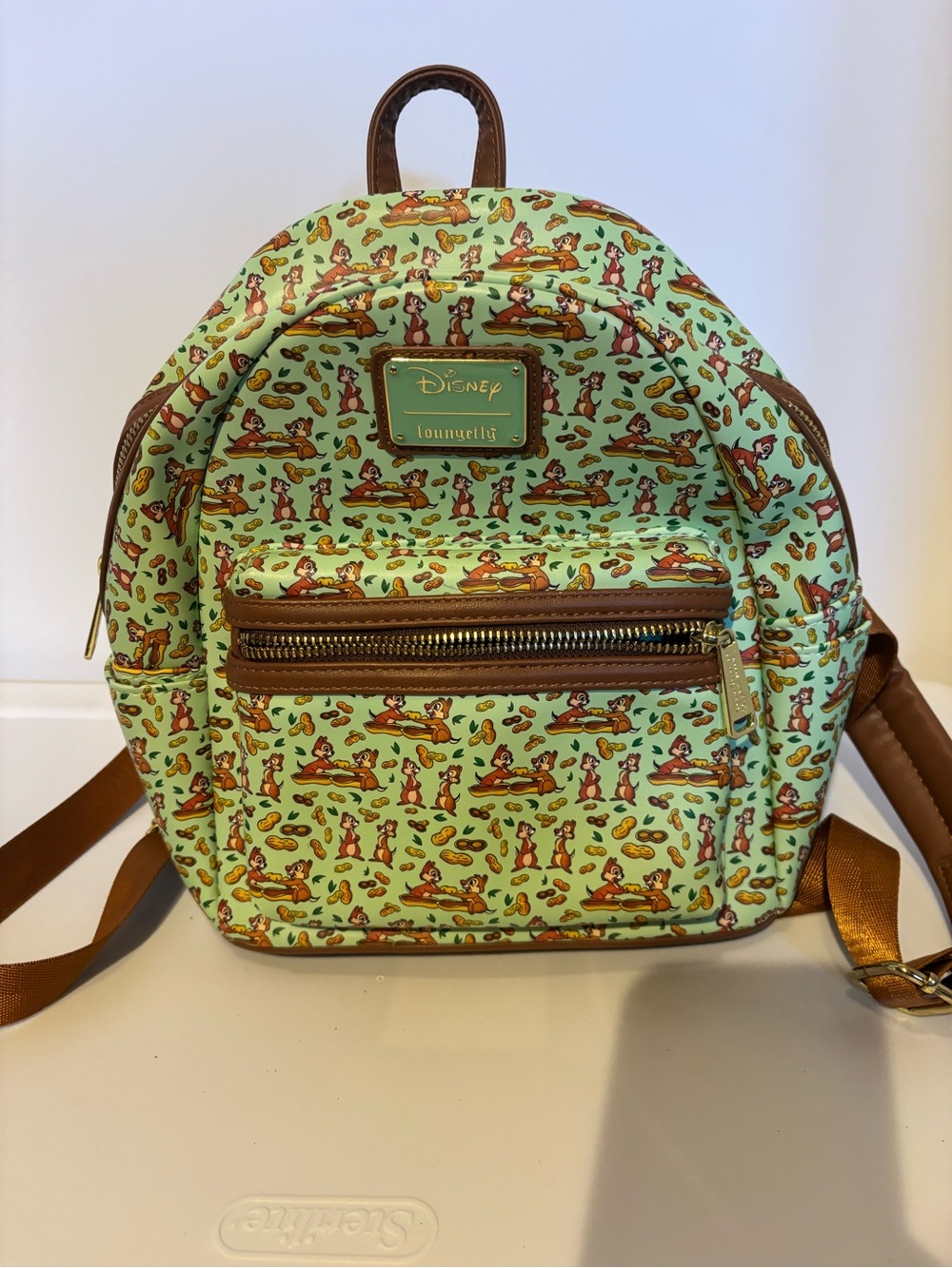 Loungefly Mint Green Chip 'n' Dale Backpack with Brown Trim